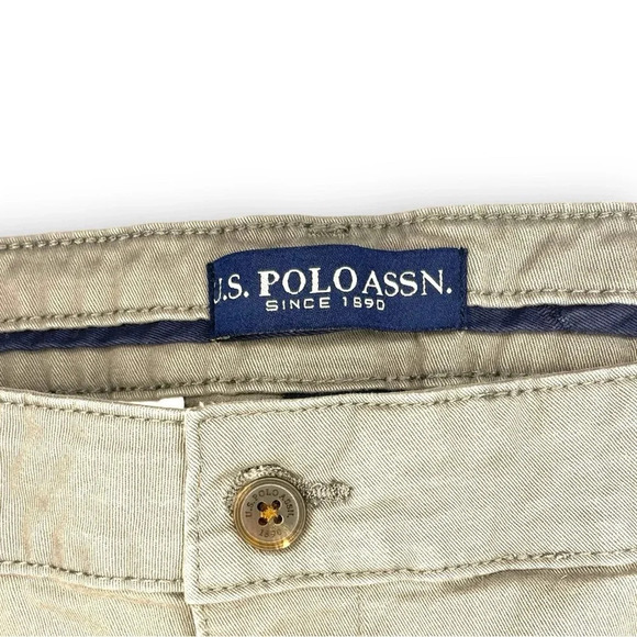 U.S. Polo Assn. Men’s Beige Khaki Pants, W34 L30 - Slim Fit, Embroidered Logo - Picture 3 of 10